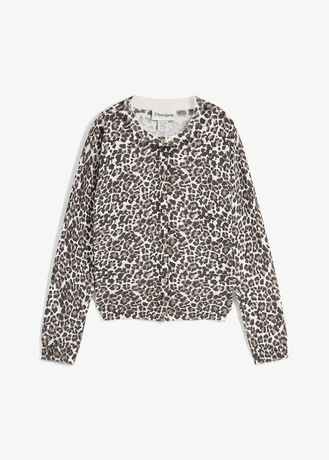 Jachetă din tricotaj fin cu model leopard