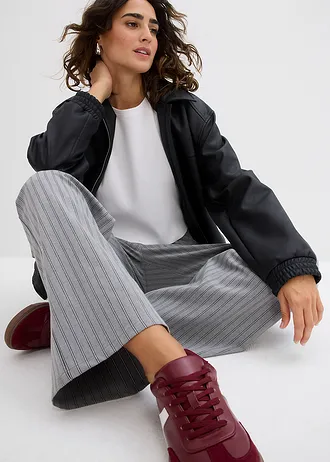 Belebújós nadrág puha anyagból • szürke-palaszürke-fehér csíkos • bonprix áruház