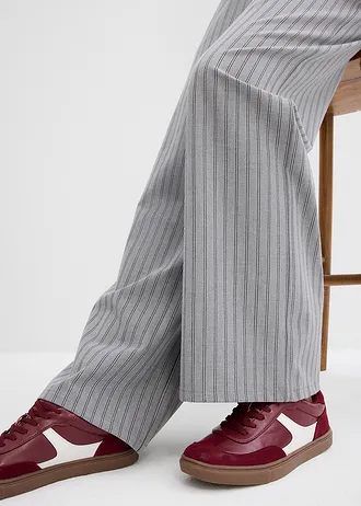 Kalhoty bez zapínání, ze splývavého materiálu • šedo-břidlicově šedo-bílá s proužky • bonprix obchod
