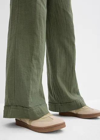 Broek van luchtige mousseline • kleigroen • bonprix online shop