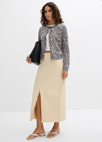 Keprová sukně s roztřepením • šedobéžová • bonprix obchod