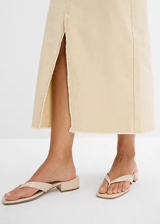 Keprová sukně s roztřepením • šedobéžová • bonprix obchod