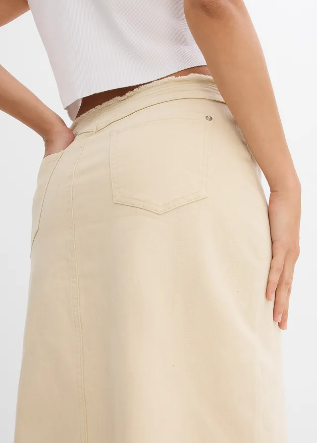Jupe en twill avec franges • beige galet • product-page.page-title-suffix