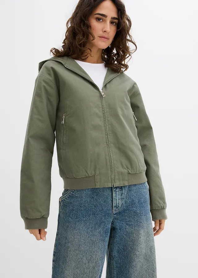 Veste d’extérieur 100% coton, Couleur: vert argile