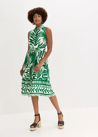 Robe col chemise en viscose • blanc-vert floral • Boutique bonprix