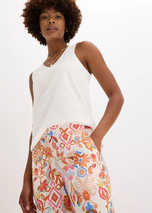 Pantalon avec bordure dentelle • écru imprimé • product-page.page-title-suffix