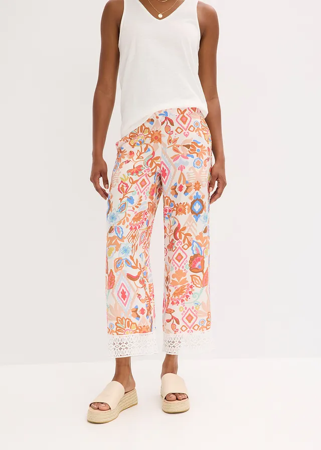 Pantalon avec bordure dentelle • écru imprimé • product-page.page-title-suffix