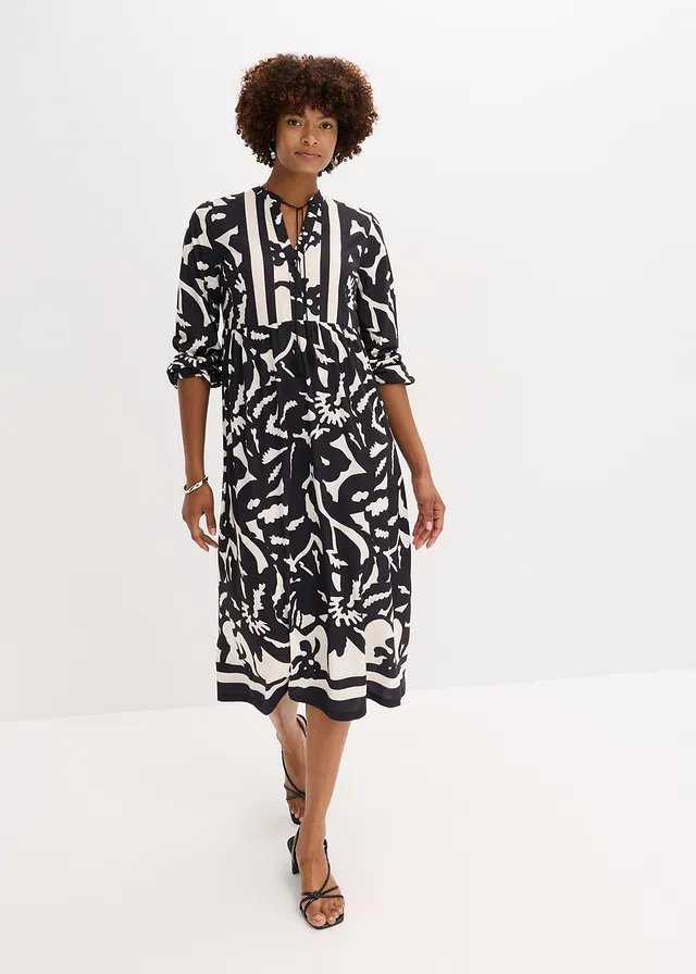 Robe-tunique, Couleur: noir-blanc imprimé