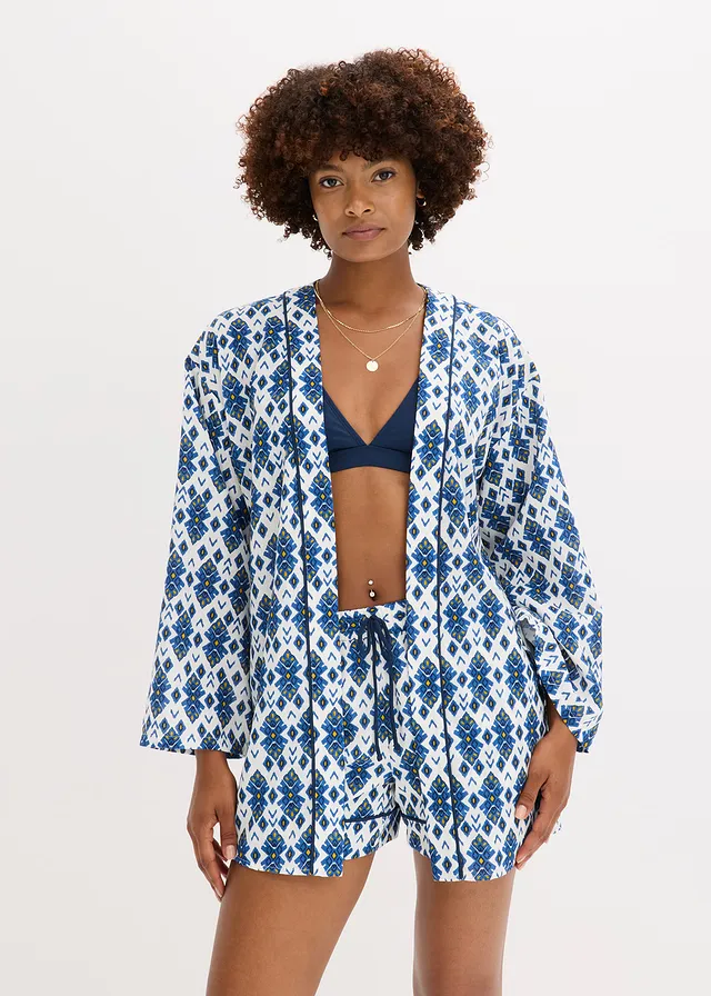 Kimono blouse • wit-blauw gedessineerd • product-page.page-title-suffix