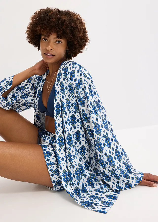 Kimono blouse • wit-blauw gedessineerd • product-page.page-title-suffix