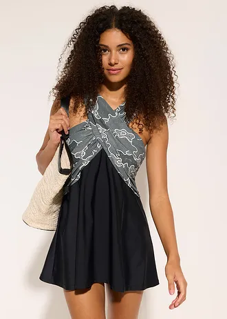 Koupací šaty se zavinovacím vzhledem • černá • bonprix obchod