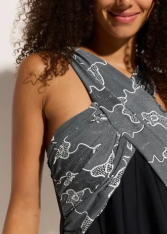 Koupací šaty se zavinovacím vzhledem • černá • bonprix obchod