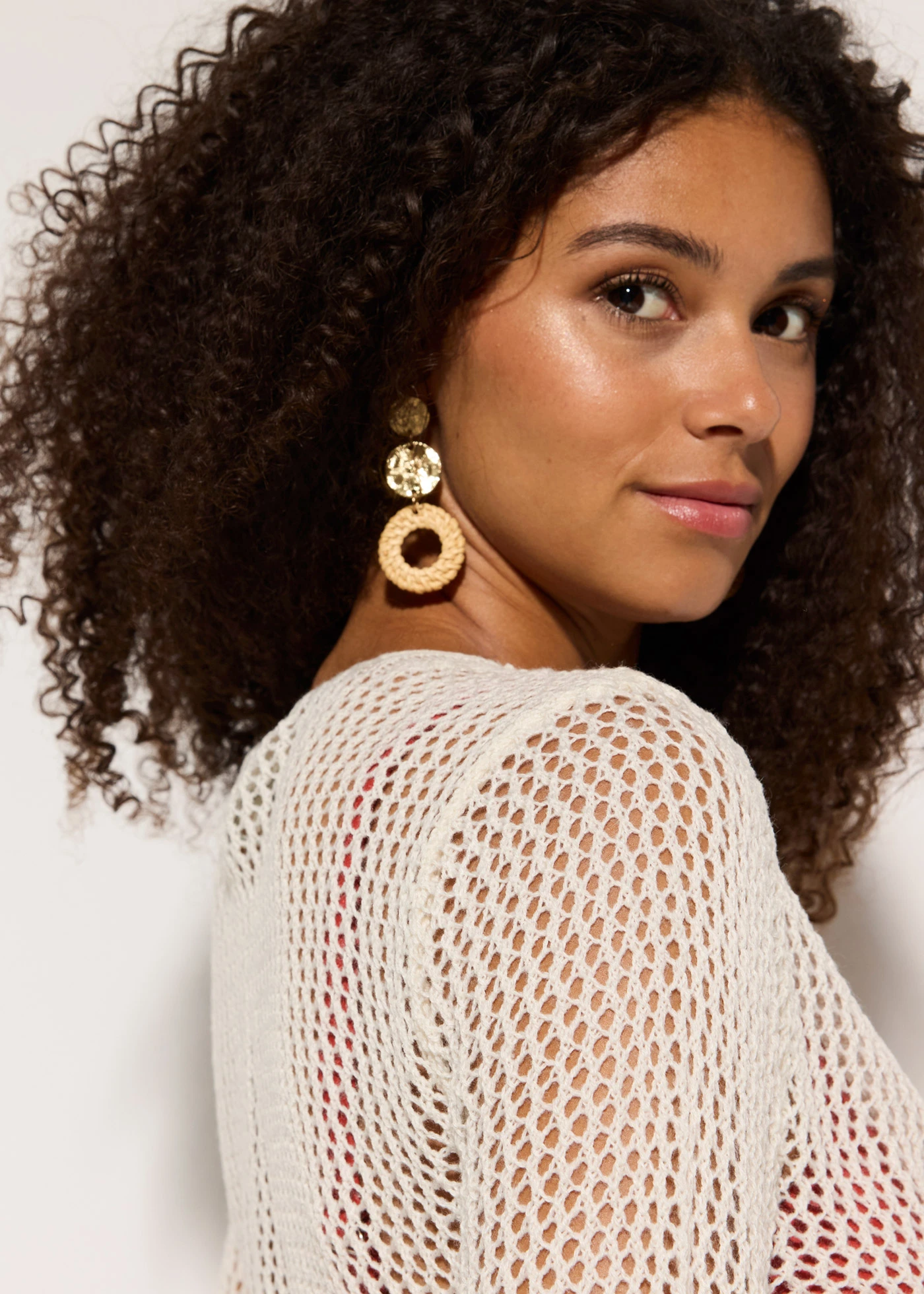 Průhledný plážový pletený kabátek s ažurovým vzorem • béžová • bonprix obchod