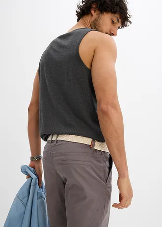 Pantalon chino extensible avec ceinture, coupe droite et loose • gris fumée • Boutique bonprix