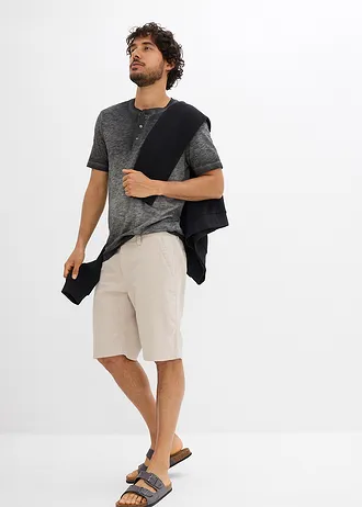 Henley shirt van biologisch katoen in washed out look • leisteengrijs used • bonprix online shop