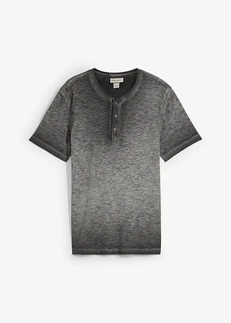 Henley shirt van biologisch katoen in washed out look • leisteengrijs used • bonprix online shop