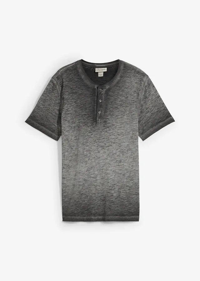 Henley shirt van biologisch katoen in washed out look