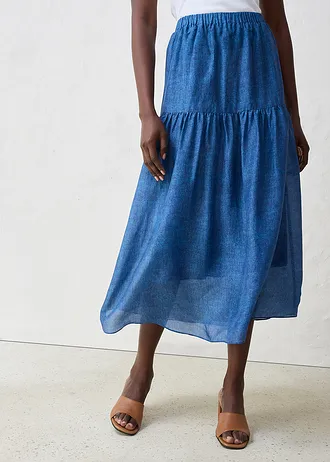 Dlouhá sukně s podílem hedvábí • modrozelený melír • bonprix obchod