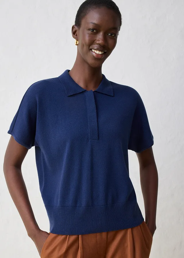 Pull en fine maille avec col polo • bleu foncé • product-page.page-title-suffix