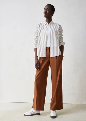 Vlněné kalhoty se sklady u pasu • cihlově hnědá • bonprix obchod