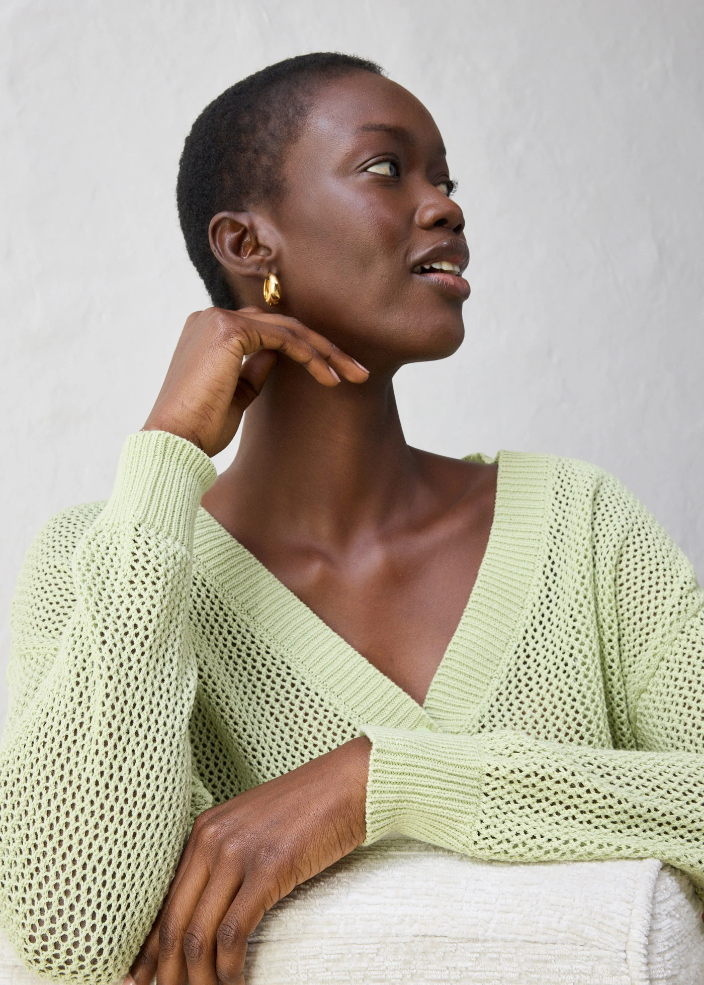 Ažurový pletený kabátek • křídově zelená • bonprix obchod