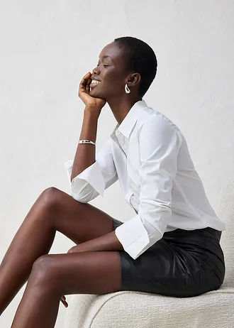 Overhemdblouse met zijde • wit • bonprix online shop