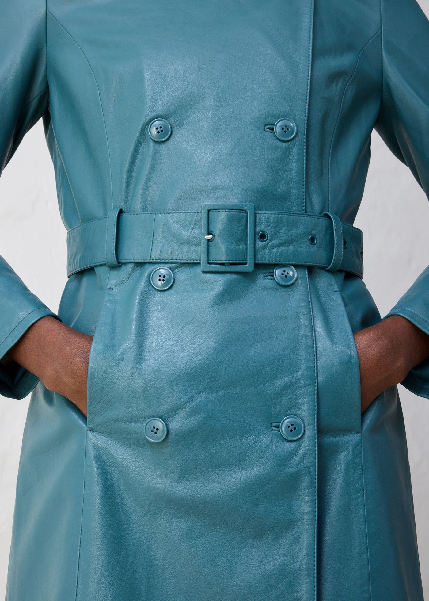 Trench en cuir d’agneau nappa • vert poivre • Boutique bonprix