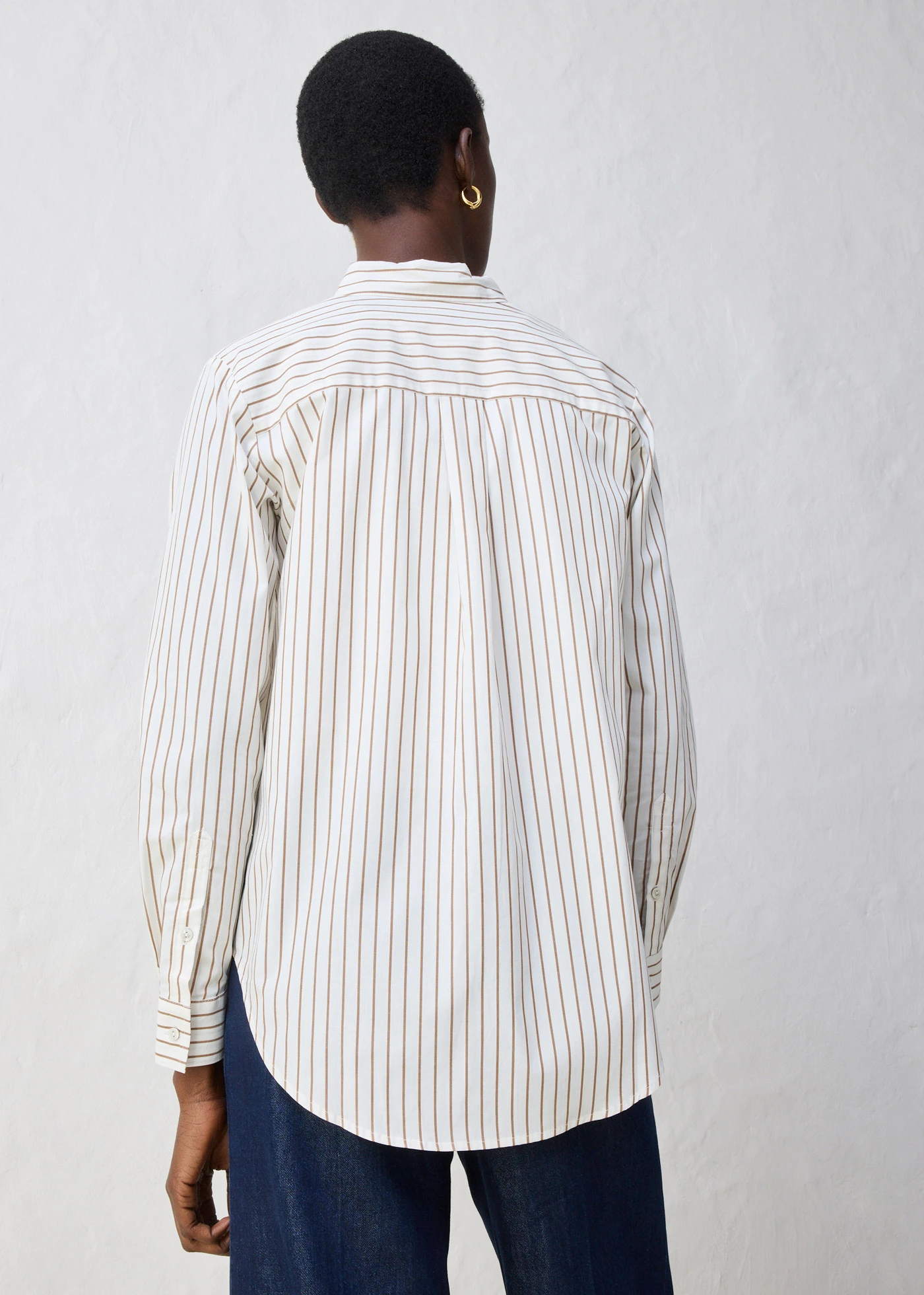 Overhemdblouse met zijde • wolwit-toffee gestreept • bonprix online shop