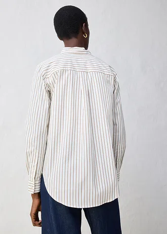 Overhemdblouse met zijde • wolwit-toffee gestreept • bonprix online shop