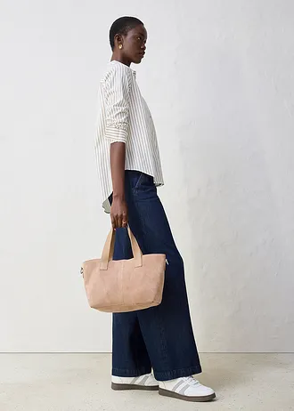 Overhemdblouse met zijde • wolwit-toffee gestreept • bonprix online shop