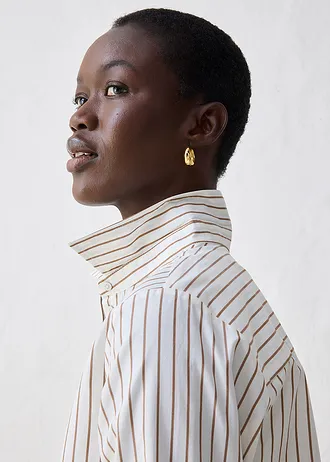 Overhemdblouse met zijde • wolwit-toffee gestreept • bonprix online shop
