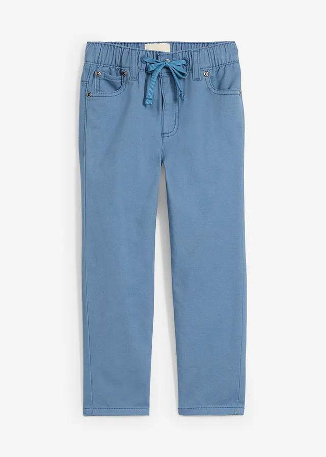 Instapbroek, van puur katoen, regular fit, straight, Kleur: golfblauw