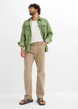 Keprové kalhoty z čisté bavlny Regular Fit, Straight • nová khaki • bonprix obchod
