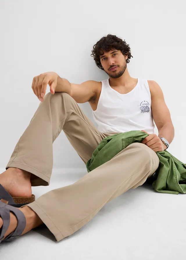 Regular, straight fit twill broek van puur katoen • new kaki • bonprix online shop