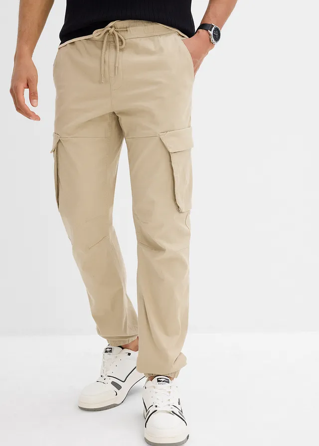 Pantalon jogger cargo droit, Regular, Couleur: roseau mat
