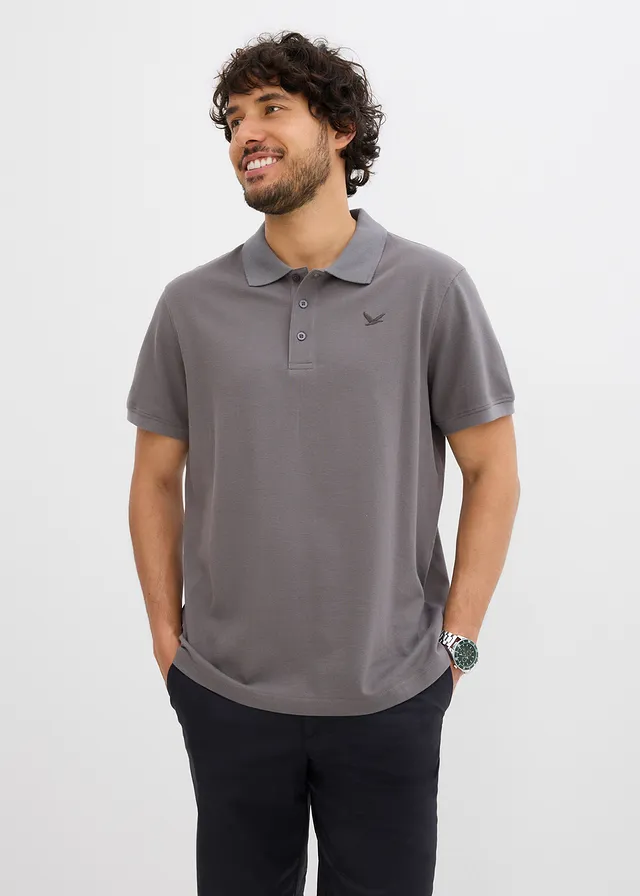 Lot de 2 polos 100% coton, Couleur: gris fumé + écru