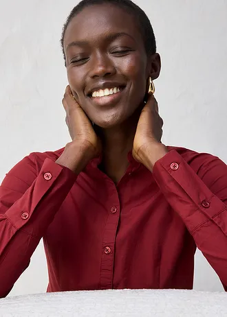 Košilová halenka s podílem hedvábí • kaštanově červená • bonprix obchod