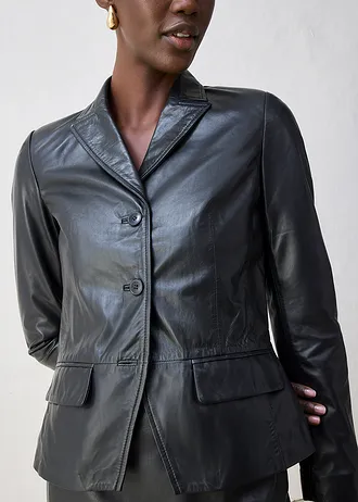 Krátký blejzr z jehněčí kůže napa • černá • bonprix obchod