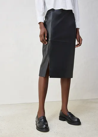 Kožená sukně s rozparkem • černá • bonprix obchod