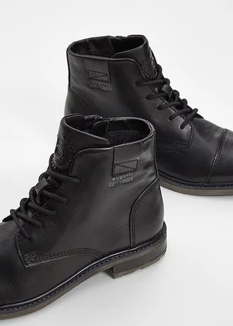 Kotníková šněrovací kožená obuv značky Bugatti • černá • bonprix obchod