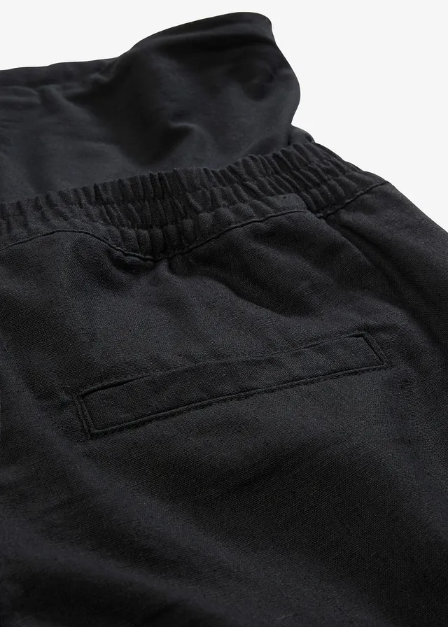 Short de grossesse 2en1 avec bandeau à rabattre, en lin et coton • noir • product-page.page-title-suffix