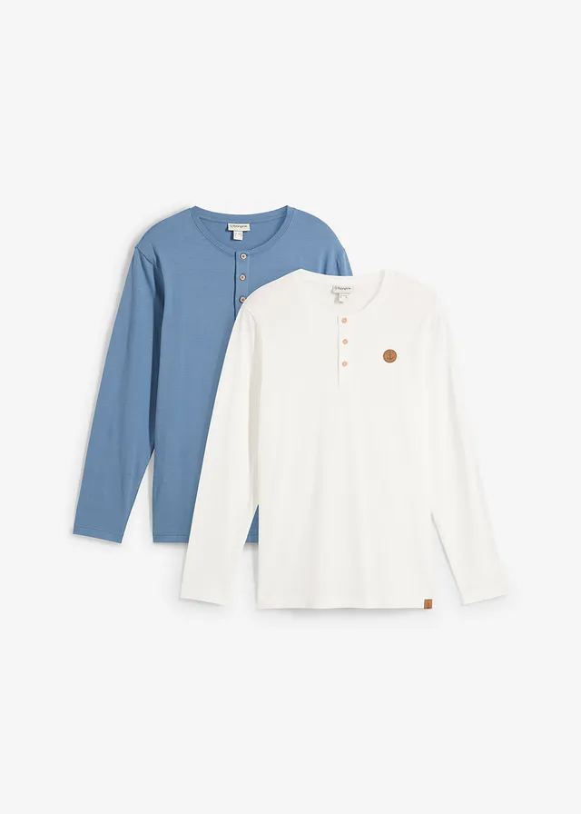 Bluză henley din bumbac organic 100% (set/2 buc.)