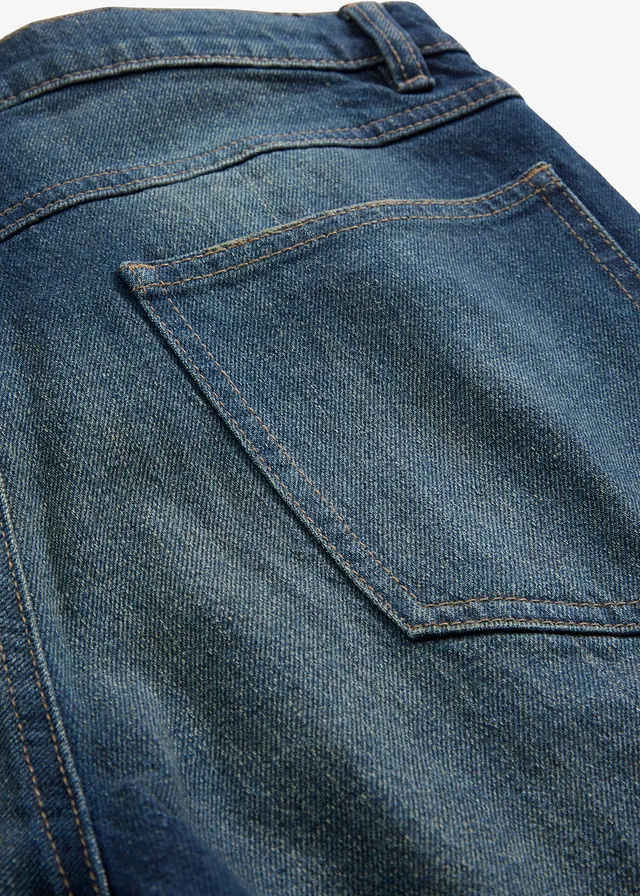 Jean droit et loose, taille haute, peu extensible • bleu foncé denim used • product-page.page-title-suffix