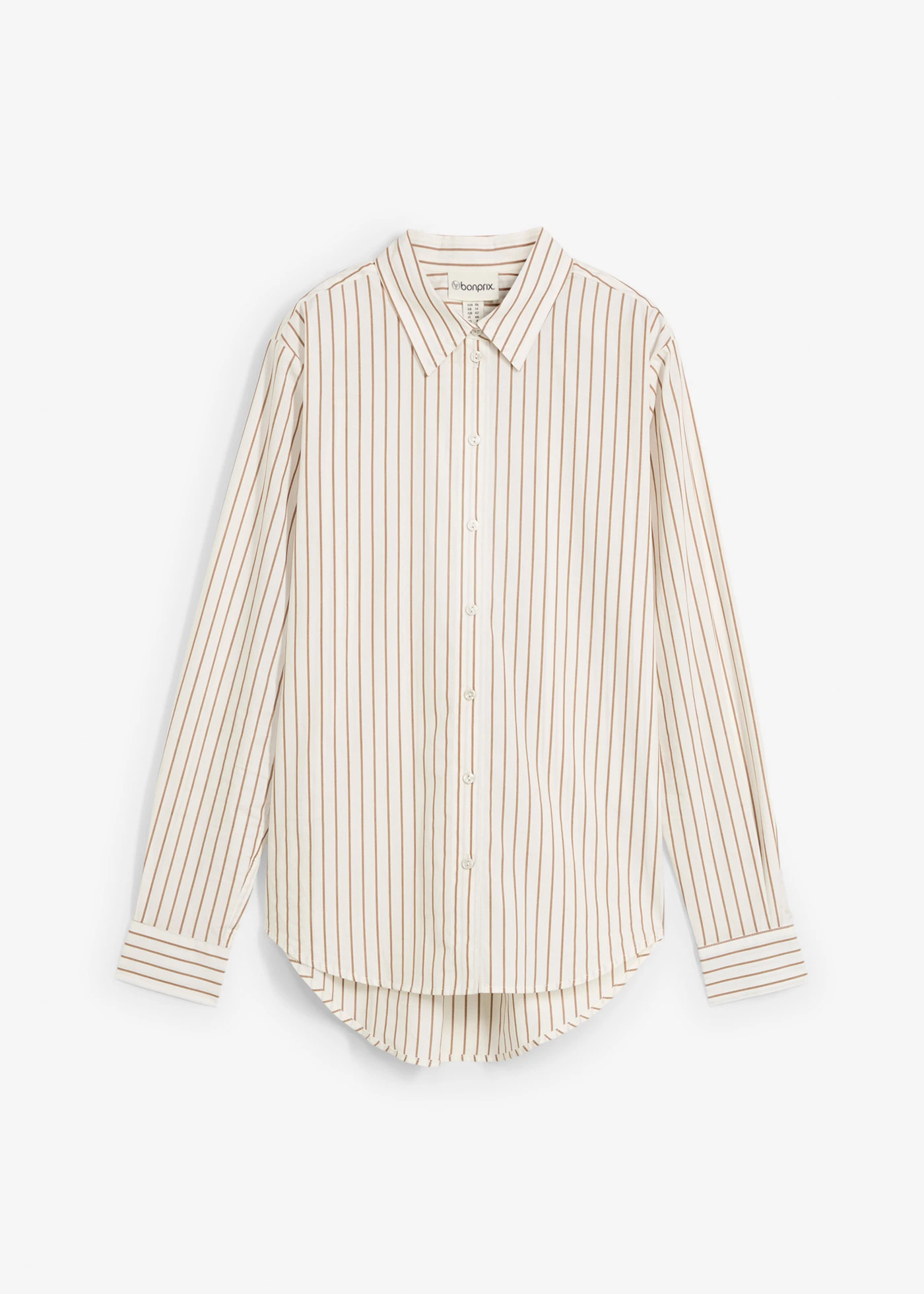 Overhemdblouse met zijde • wolwit-toffee gestreept • bonprix online shop