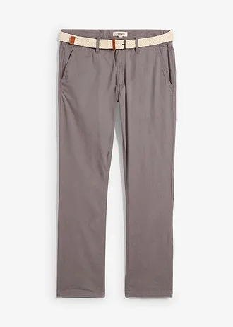 Chino kalhoty s pružným pasem a opaskem, Regular Fit, Straight