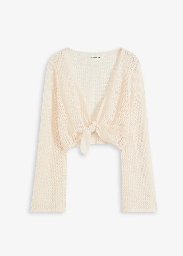 Krátky plážový top v háčkovanom vzhľade