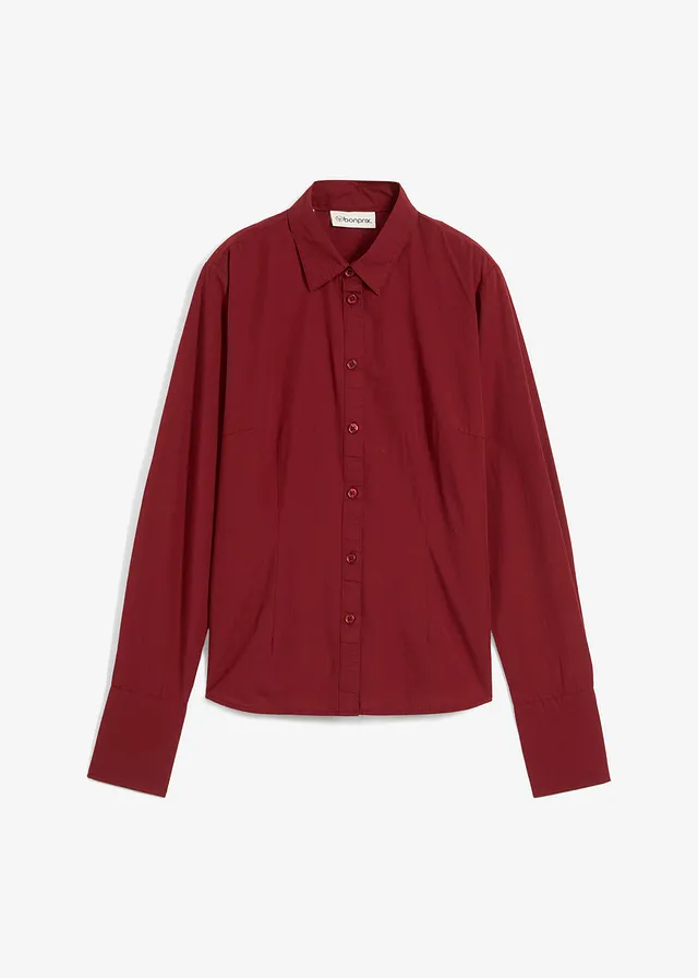 Košilová halenka s podílem hedvábí • kaštanově červená • bonprix obchod