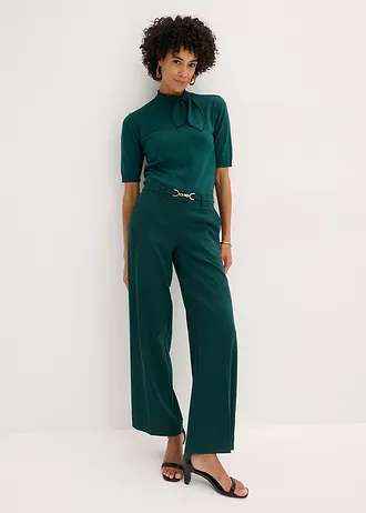 Marlene Dietrich broek met sierriem, Kleur: diepgroen