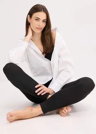 Miękkie legginsy z miękkiego materiału • czarny • sklep bonprix