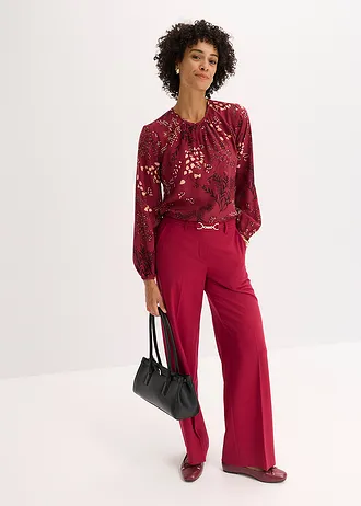 Gedessineerde blouse van viscose • rood/oranje/zwart/zalmroze gebloemd • bonprix online shop